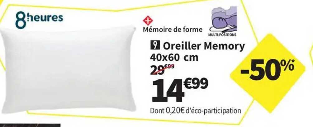 Oreiller Memory 40x60 cm -50%