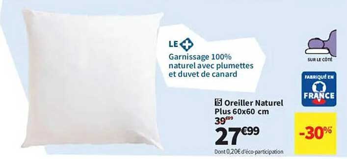 Oreiller Naturel Plus 60x60 cm