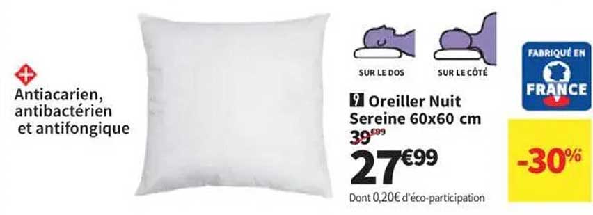 Oreiller Nuit Sereine 60x60 cm