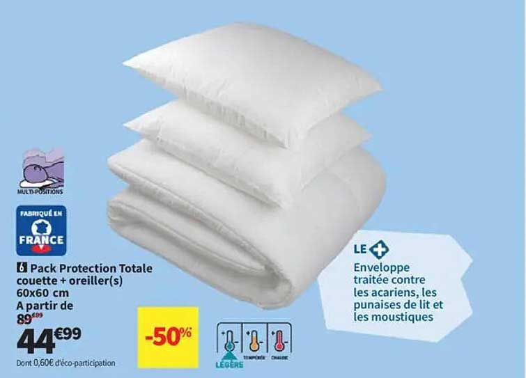 Pack Protection Totale couette + oreiller(s) 60x60 cm