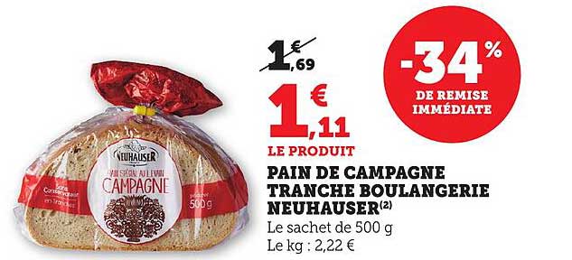 PAIN DE CAMPAGNE TRANCHE BOULANGERIE NEUHAUSER