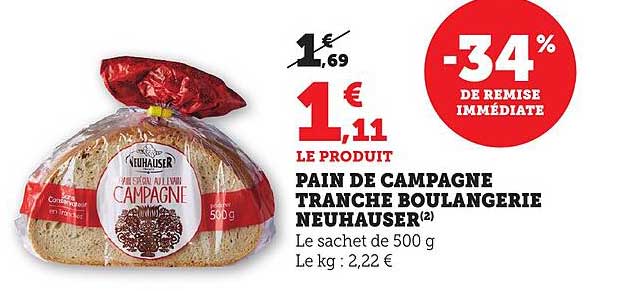PAIN DE CAMPAGNE TRANCHE BOULANGERIE NEUHAUSER