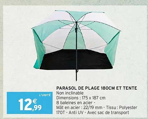 PARASOL DE PLAGE 180CM ET TENTE