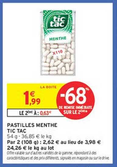 PASTILLES MENTHE TIC TAC
