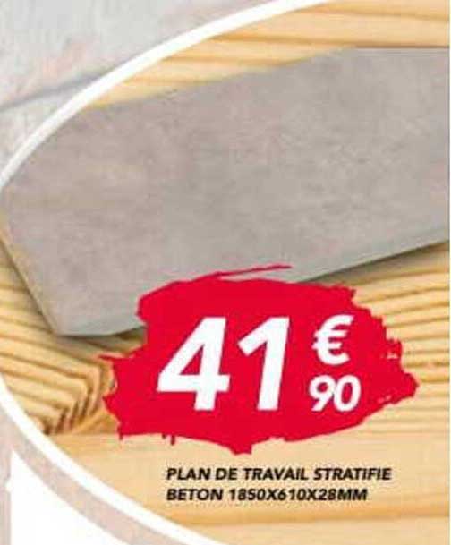 PLAN DE TRAVAIL STRATIFIE BETON 1850X610X28MM