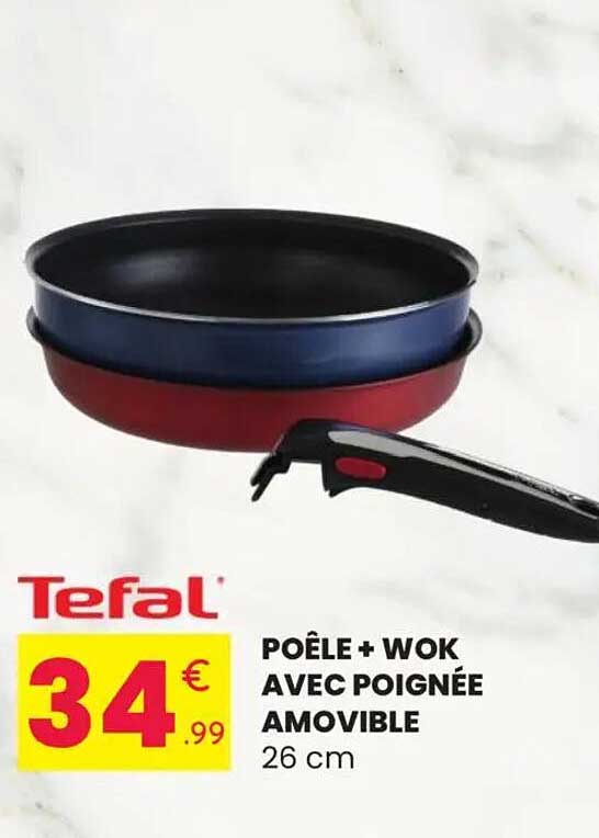 POÊLE + WOK AVEC POIGNÉE AMOVIBLE