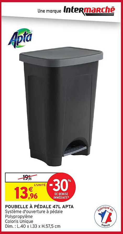 POUBELLE À PÉDALE 47L APTA