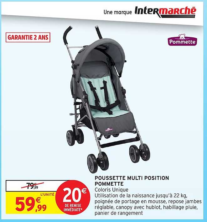 POUSSETTE MULTI POSITION POMMETTE