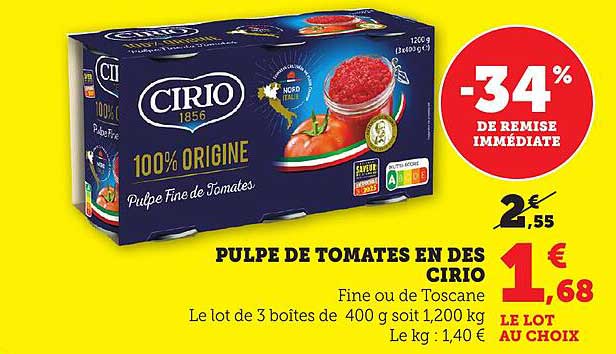 PULPE DE TOMATES EN DES CIRIO