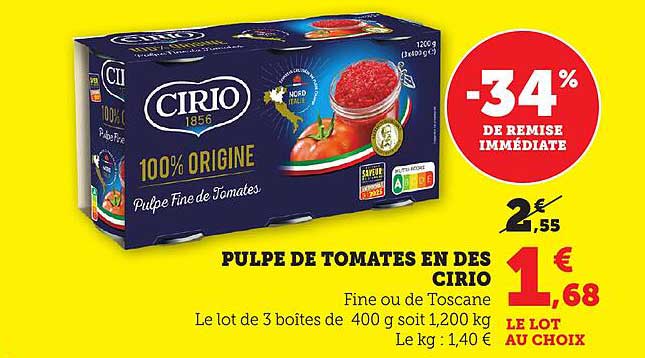 PULPE DE TOMATES EN DES CIRIO