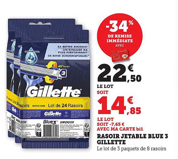 RASOIR JETABLE BLUE 3 GILLETTE