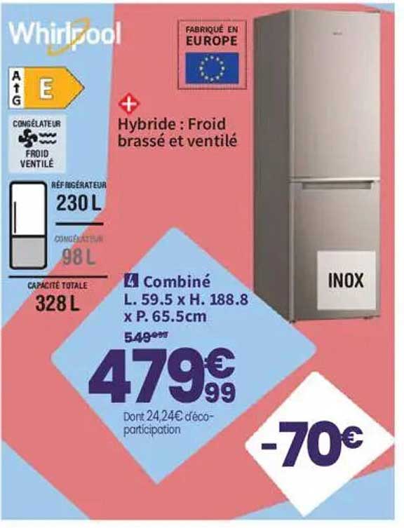 Réfrigérateur combiné Whirlpool Inox
