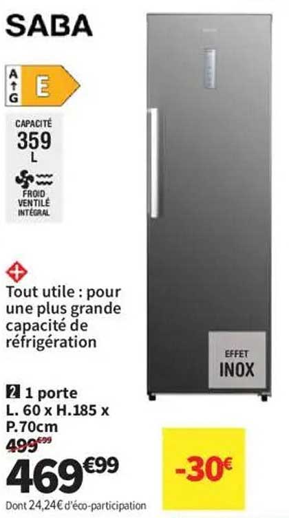 Réfrigérateur SABA 1 porte effet inox