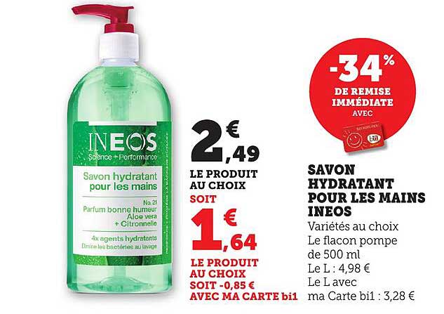 SAVON HYDRATANT POUR LES MAINS INEOS