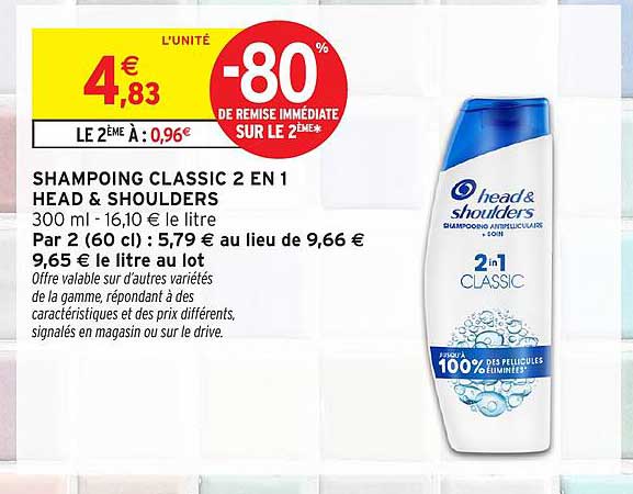 SHAMPOING CLASSIC 2 EN 1 HEAD & SHOULDERS