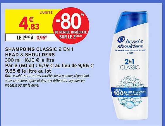 SHAMPOING CLASSIC 2 EN 1 HEAD & SHOULDERS