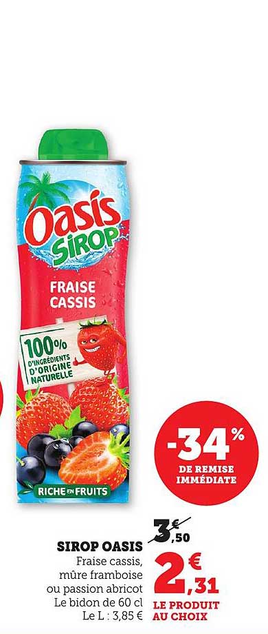 SIROP OASIS FRAISE CASSIS