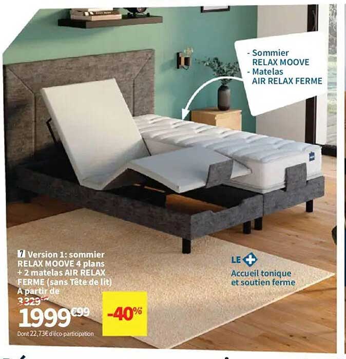 Sommiers RELAX MOOVE 4 plans + 2 matelas AIR RELAX FERME