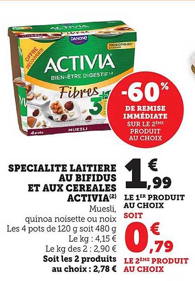 SPECIALITE LAITIERE AU BIFIDUS ET AUX CEREALES ACTIVIA