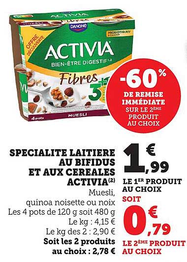 SPECIALITE LAITIERE AU BIFIDUS ET AUX CEREALES ACTIVIA