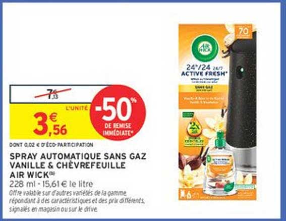 SPRAY AUTOMATIQUE SANS GAZ VANILLE & CHÈVREFEUILLE AIR WICK®