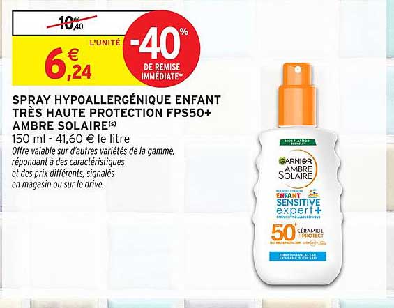 SPRAY HYPOALLERGÉNIQUE ENFANT TRÈS HAUTE PROTECTION FPS50+ AMBRE SOLAIRE