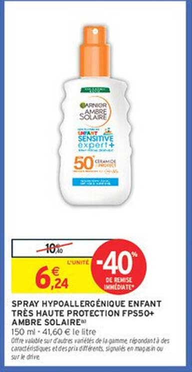 SPRAY HYPOALLERGÉNIQUE ENFANT TRÈS HAUTE PROTECTION FPS50+ AMBRE SOLAIRE