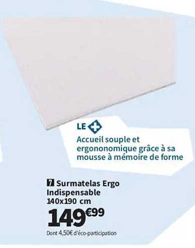Surmatelas Ergo Indispensable 140x190 cm