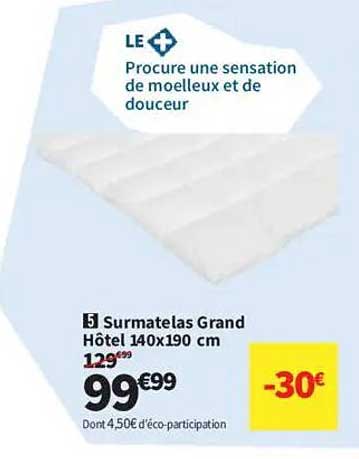 Surmatelas Grand Hôtel 140x190 cm