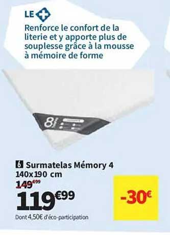 Surmatelas Mémoire 4 140x190 cm