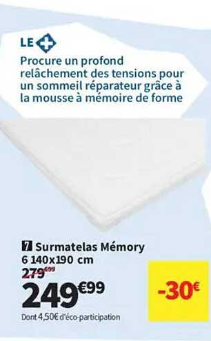 Surmatelas Memory 6 140x190 cm