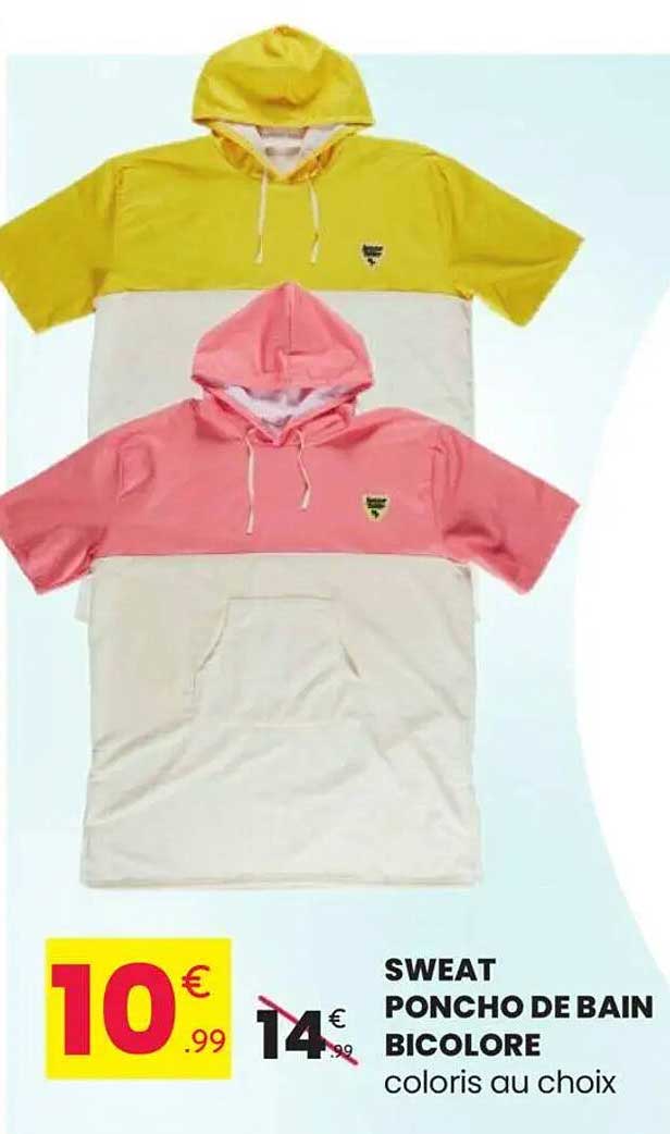 SWEAT PONCHO DE BAIN BICOLOR