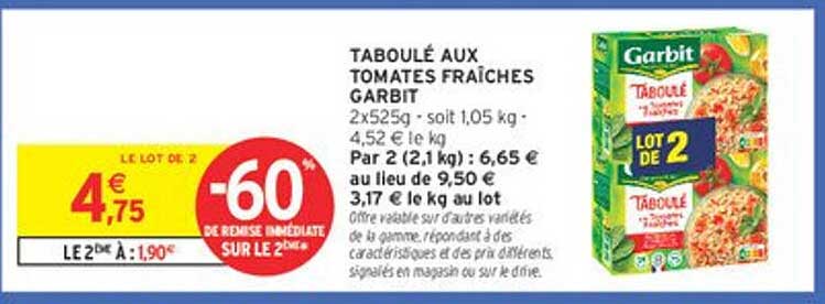 TABOULÉ AUX TOMATES FRAÎCHES GARBIT