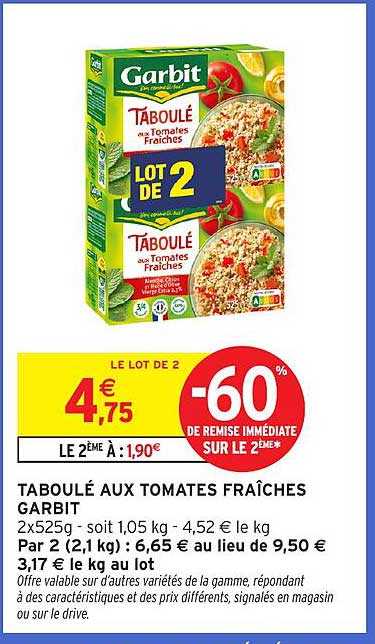 TABOULÉ AUX TOMATES FRAÎCHES GARBIT
