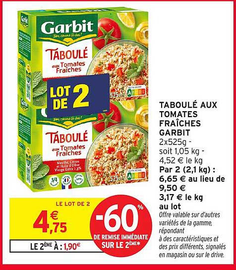 TABOULÉ AUX TOMATES FRAÎCHES GARBIT