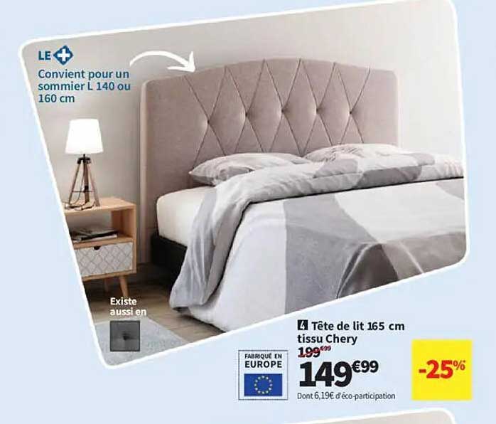 Tête de lit 165 cm tissu Chery