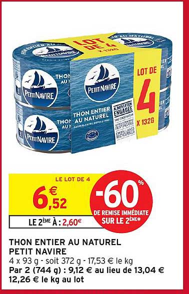 THON ENTIER AU NATUREL PETIT NAVIRE