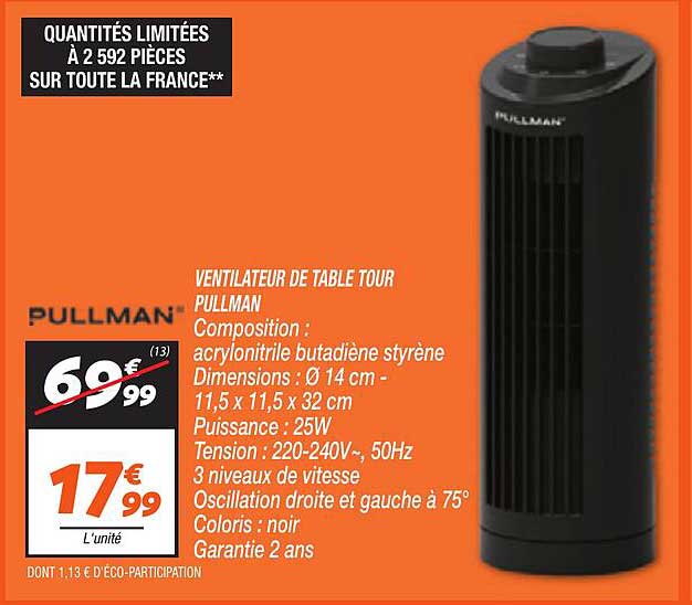 VENTILATEUR DE TABLE TOUR PULLMAN