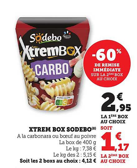 XTREM BOX SODEBO(8) À LA CARBONARA OU BOEUF AU POIVRE