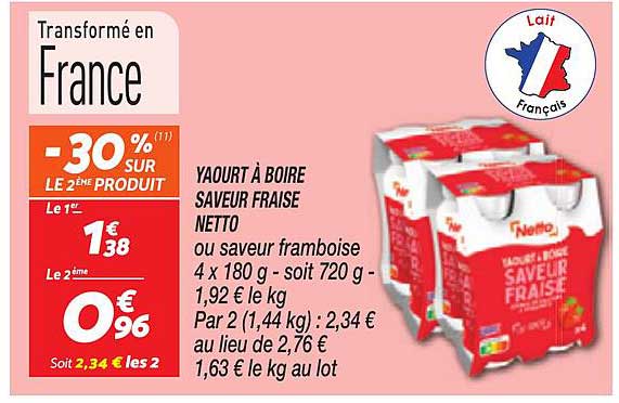 YAOURT À BOIRE SAVEUR FRAISE NETTO