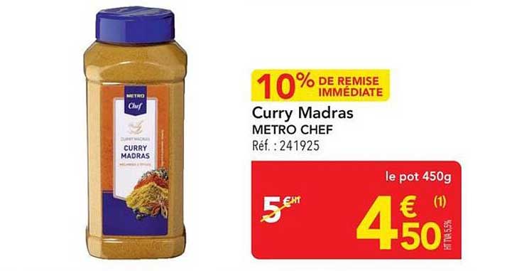 10% de remise immédiate Curry Madras METRO CHEF Réf. : 241925