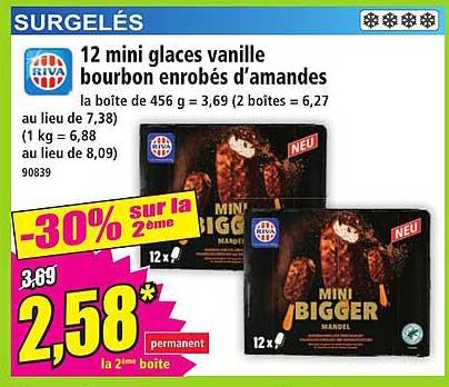 12 mini glaces vanille bourbon enrobés d’amandes