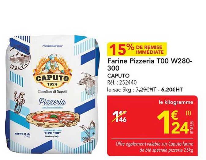 15% DE REMISE IMMÉDIATE Farine Pizzeria T00 W280-300 CAPUTO