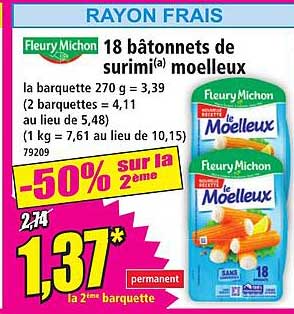 18 bâtonnets de surimi(a) moelleux
