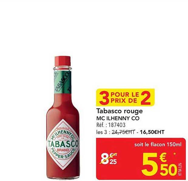 3 POUR LE PRIX DE 2 Tabasco rouge MC ILHENNY CO Réf. : 187403