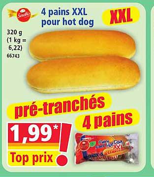 4 pains XXL pour hot dog