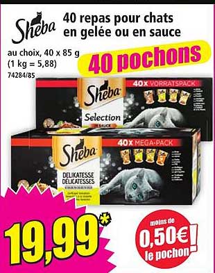 40 repas pour chats en gelée ou en sauce