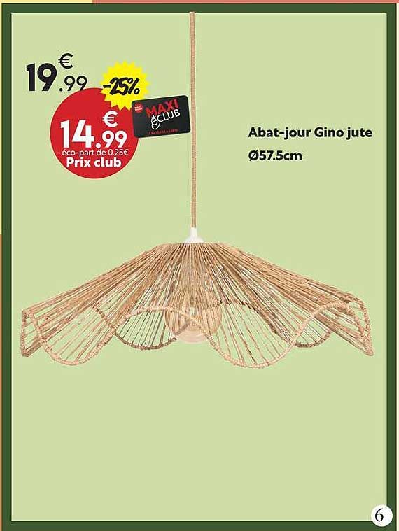 Abat-jour Gino jute Ø57.5cm