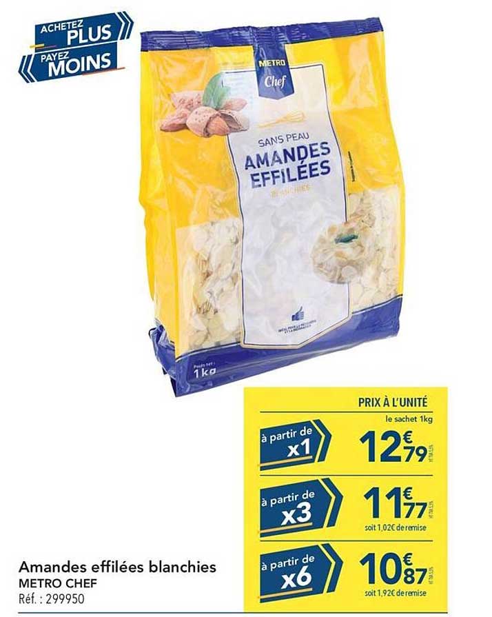 Amandes effilées blanchies METRO CHEF