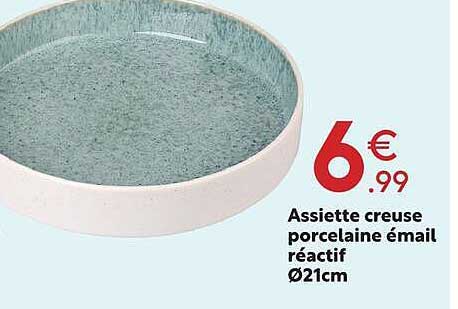 Assiette creuse porcelaine émail réactif Ø21cm